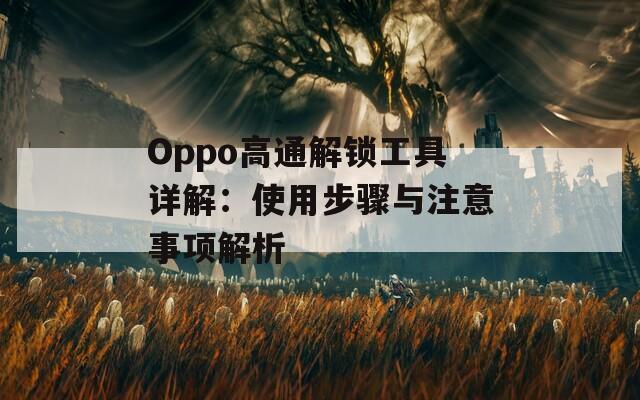 Oppo高通解鎖工具詳解：使用步驟與注意事項(xiàng)解析