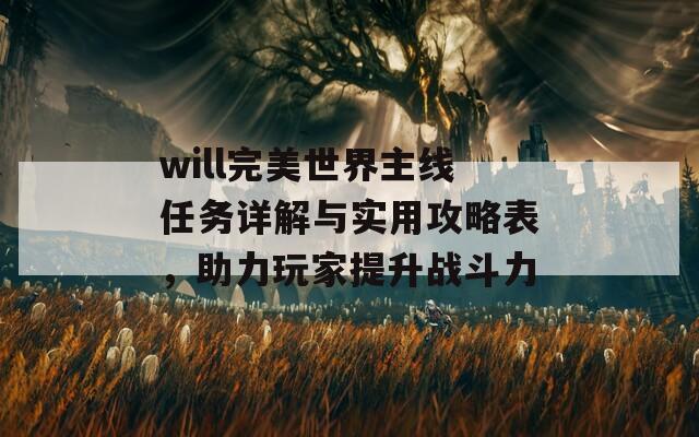 will完美世界主線任務(wù)詳解與實(shí)用攻略表，助力玩家提升戰(zhàn)斗力