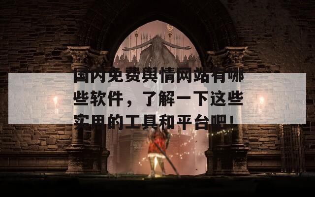 國內(nèi)免費輿情網(wǎng)站有哪些軟件，了解一下這些實用的工具和平臺吧！