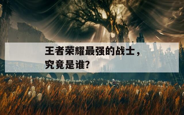 王者榮耀最強(qiáng)的戰(zhàn)士，究竟是誰？