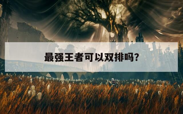 最強王者可以雙排嗎？