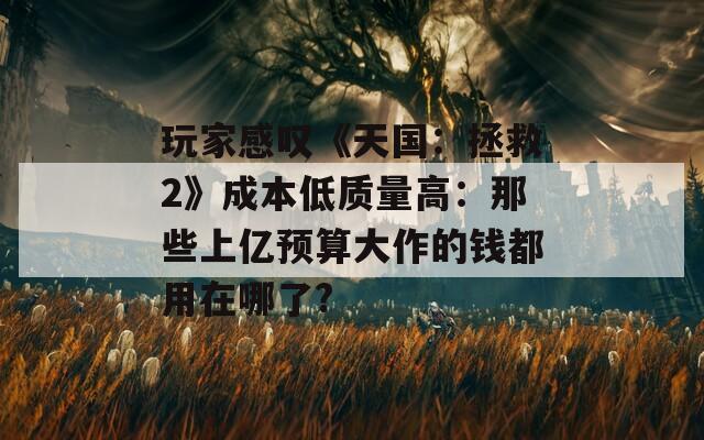玩家感嘆《天國：拯救2》成本低質量高：那些上億預算大作的錢都用在哪了?
