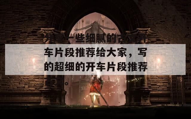 分享一些細(xì)膩的古文開車片段推薦給大家，寫的超細(xì)的開車片段推薦古文。