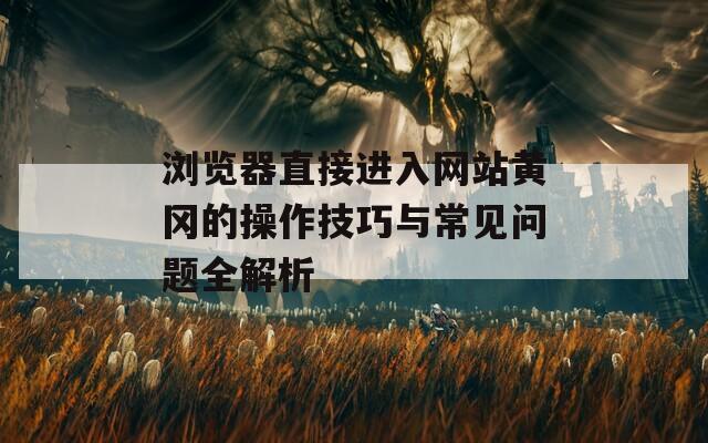 瀏覽器直接進(jìn)入網(wǎng)站黃岡的操作技巧與常見問題全解析
