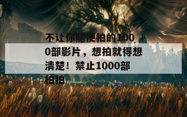 不讓你隨便拍的1000部影片，想拍就得想清楚！禁止1000部拍拍
