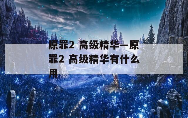 原罪2 高級(jí)精華—原罪2 高級(jí)精華有什么用