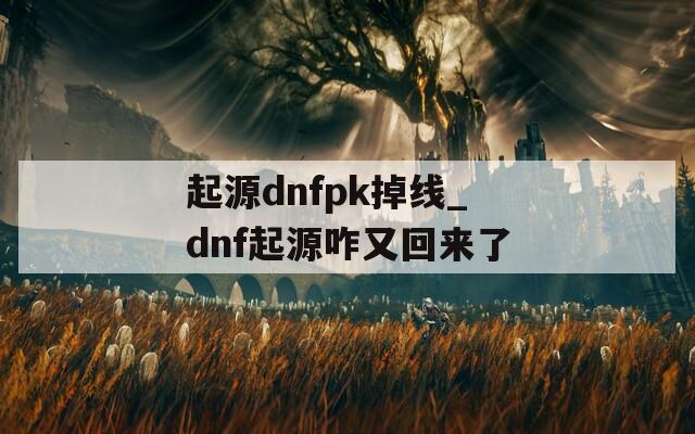 起源dnfpk掉線_dnf起源咋又回來了