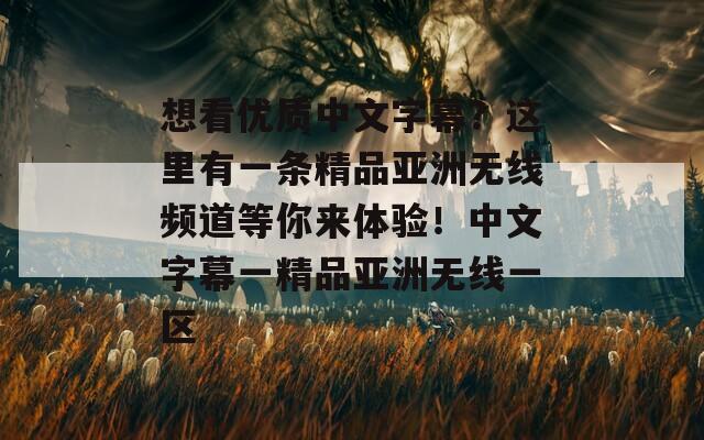 想看優(yōu)質(zhì)中文字幕？這里有一條精品亞洲無線頻道等你來體驗！中文字幕一精品亞洲無線一區(qū)