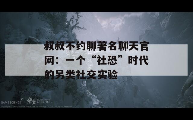 叔叔不約聊著名聊天官網(wǎng)：一個“社恐”時代的另類社交實驗