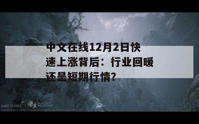 中文在線12月2日快速上漲背后：行業(yè)回暖還是短期行情？